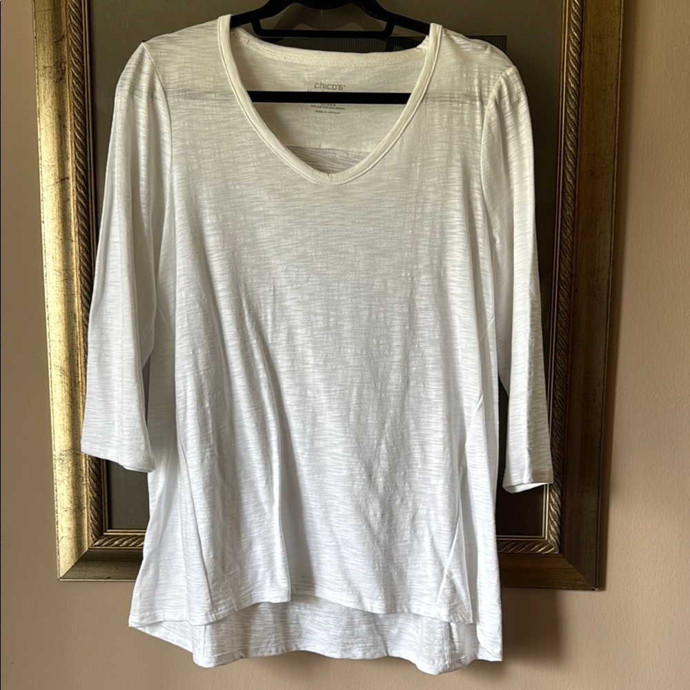 NWT Chico's Alabaster Ultimate Tee Cotton Slub Hi Lo Basic Knit Tunic 1 Med